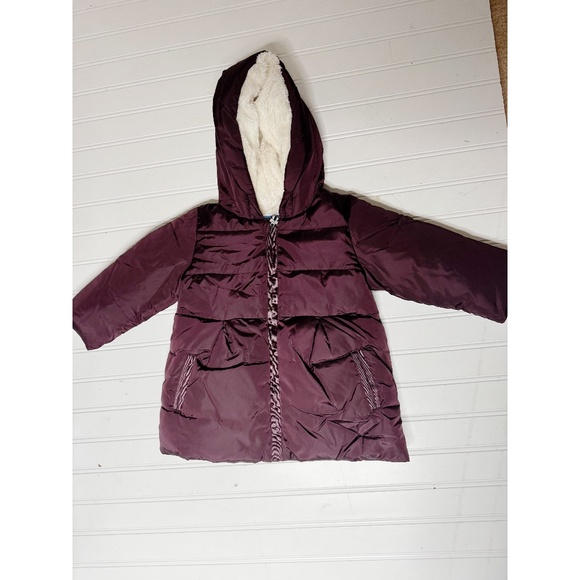 NEW Jacadi Baby Fur Lined Hooded Puffer Winter Jacket Burgundy 18 months